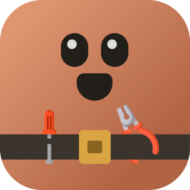 Fixby's mascot — a friendly face with a tool belt